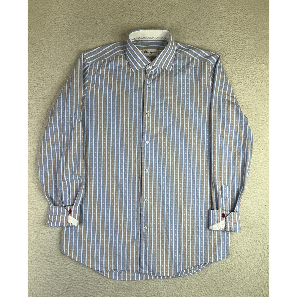Robert Graham Shirt Men's‎ 16.5 42 Blue Stripe Long Sleeve Button Up Cotton